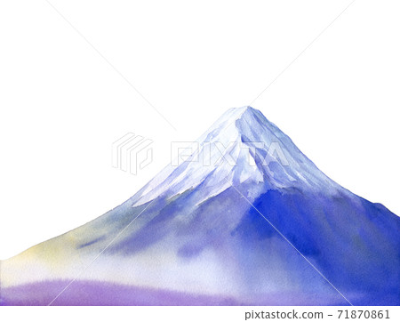 在早晨薄霧包裹的富士山的圖像。水彩插圖。白色背景 71870861