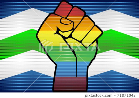 Shiny LGBT Protest Fist on a Burlington Shiny LGBT Protest Fist on a Burlington 71871042
