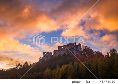 Fall landscape at sunset. 71873039