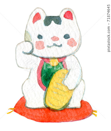 New Year's lucky charm watercolor illustration New Year's card material 71874645