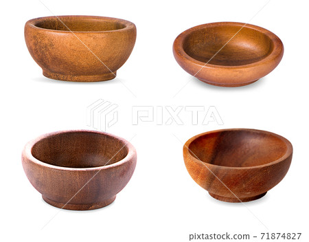 Wooden bowl isolated on white background Wooden bowl isolated on white background 71874827