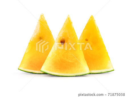Yellow watermelon on white background with clipping. Healthy food. 71875038
