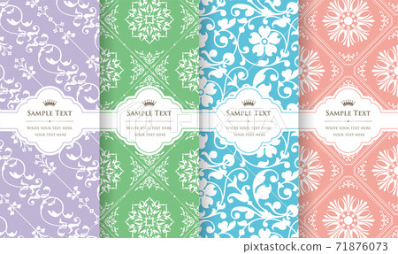 Seamless wallpaper set with label - Stock Illustration [71876073] - PIXTA