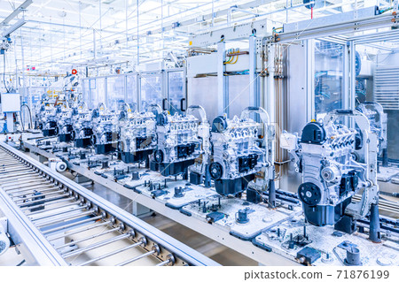 car engines at conveyor line 71876199