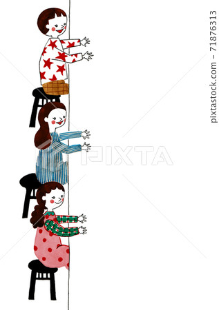 Children sitting at the table with friends 71876313