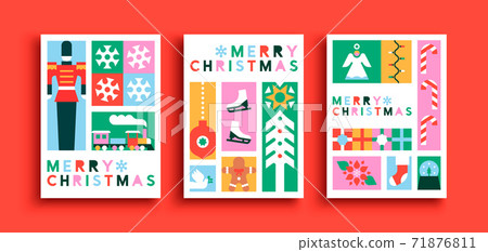 Christmas card set geometric folk decoration icons 71876811