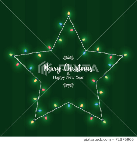 Christmas New Year xmas lights star frame card 71876906