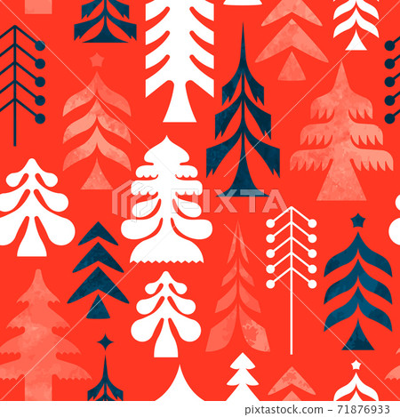 Christmas folk retro pine tree seamless pattern Christmas folk retro pine tree seamless pattern 71876933