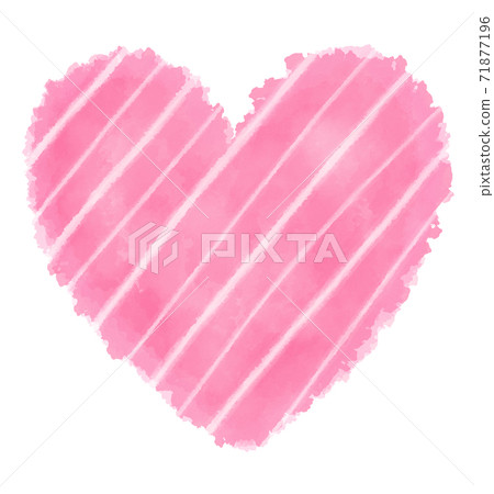 可愛的水彩心標記（條紋） 71877196