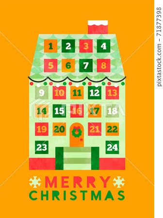 Merry Christmas cartoon house advent calendar Merry Christmas cartoon house advent calendar 71877398