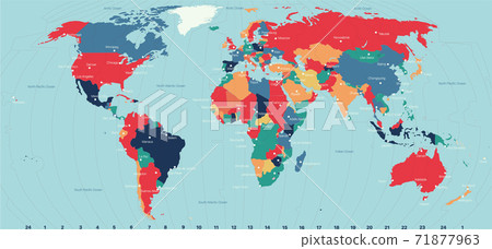 Vector Timezone world map Vector Timezone world map 71877963
