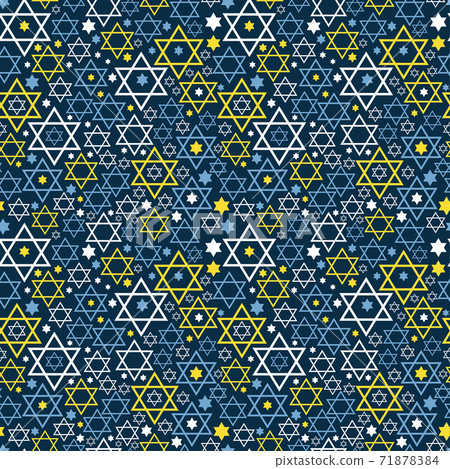 Seamless pattern. Star of David. Vector thematic texture on blue. Hanukkah surface design. Seamless pattern. Star of David. Vector thematic texture on blue. Hanukkah surface design. 71878384