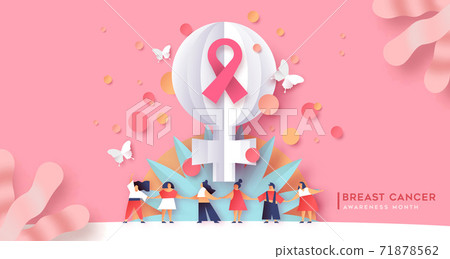 Breast cancer awareness month women team together Breast cancer awareness month women team together 71878562