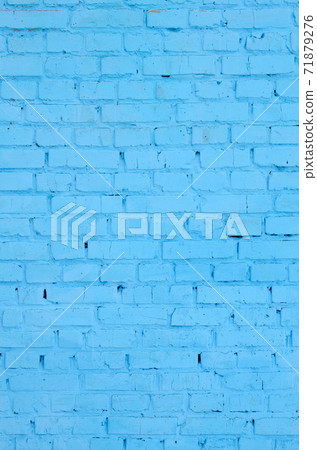 Square brick block wall background and texture. Painted in blue 71879276