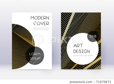 Trendy cover design template set. Gold abstract li Trendy cover design template set. Gold abstract li 71879671