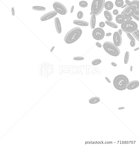 British pound coins falling. Scattered black and w British pound coins falling. Scattered black and w 71880707