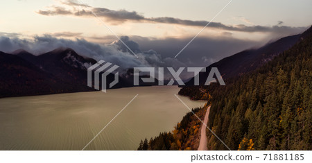 Beautiful Aerial Panoramic Landscape View of a Scenic road 71881185