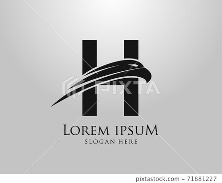 Initial H Letter Eagle Logo Icon with Creative Eagle Head Vector Illustration Design. Initial H Letter Eagle Logo Icon with Creative Eagle Head Vector Illustration Design. 71881227