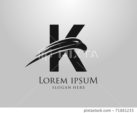 Initial K Letter Eagle Logo Icon with Creative Eagle Head Vector Illustration Design. 71881233