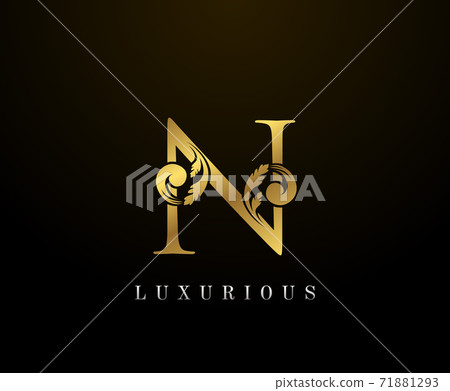 Gold Elegant letter N Logo. Graceful style. Calligraphic beautiful logo. Vintage drawn emblem for book design, brand name, business card, Restaurant, Boutique, Hotel. Vector illustration Gold Elegant letter N Logo. Graceful style. Calligraphic beautiful logo. Vintage drawn emblem for book design, brand name, business card, Restaurant, Boutique, Hotel. Vector illustration 71881293