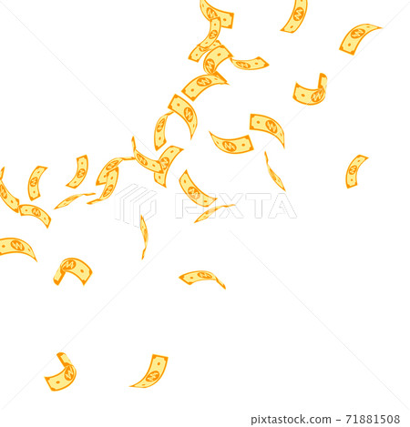 Korean won notes falling. Sparse WON bills on whit 71881508