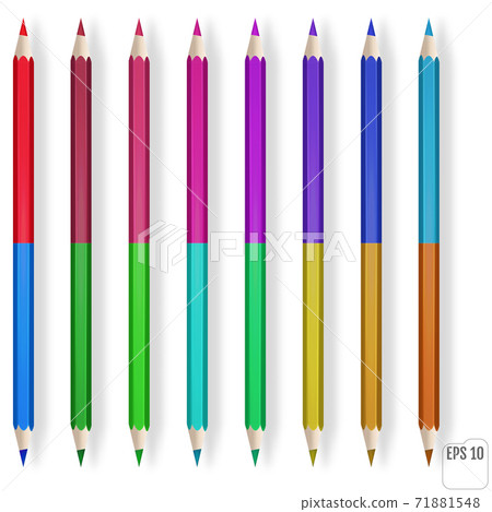 Realistic color pencils on white background. Realistic color pencils on white background. 71881548