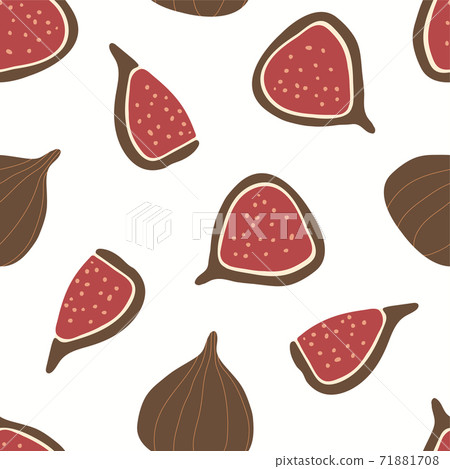 Seamless pattern with figs. Fruits modern texture on white background. Healthy food concept. Abstract vector graphic illustration 71881708