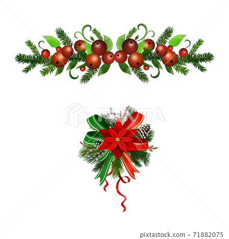 Christmas Holly brunches decoration vector Christmas Holly brunches decoration vector 71882075