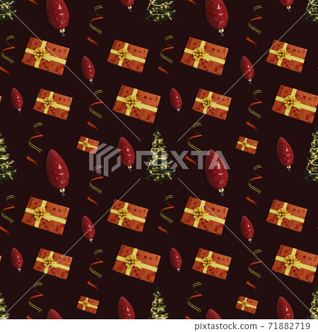 Seamless pattern with symbols of Christmas on... - Stock Illustration ...