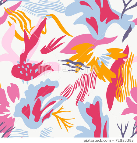 Abstract floral seamless pattern with decorative botanical elements. 71883392