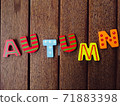 autumn letters on wood background 71883398