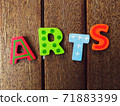 arts sign on wood bacground 71883399