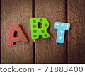 art sign on wood background 71883400