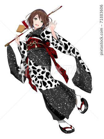 Cow-patterned furisode Cow-patterned furisode 71883606