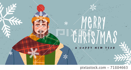 Merry Christmas New Year happy winter man banner 71884663