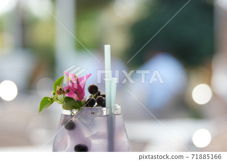 Glass with cold summer cocktail and copy space. Glass with cold summer cocktail and copy space. 71885166