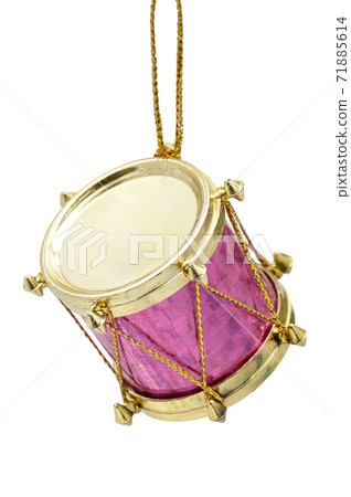 Christmas and New Year's drum on white background. Retro toy 71885614