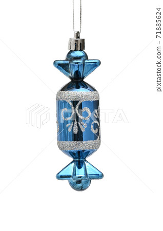 Christmas and New Year's candy on white background. Blue.Retro toy Christmas and New Year's candy on white background. Blue.Retro toy 71885624