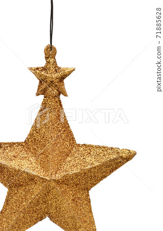 Christmas and New Year's golden five-pointed star on white background. Retro toy 71885628