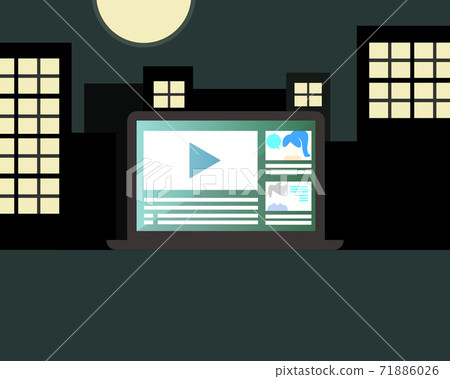 learning or training from laptop at night vector 71886026