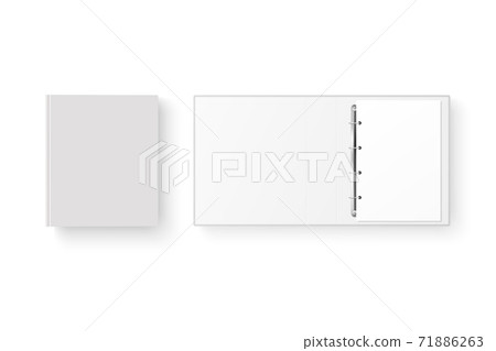 Vector 3d Closed and Opened Realistic White Blank, Empty Office Binder Set with Metal Rings and A4 Paper Sheet Closeup Isolated on White Background. Design Template, Mockup, Top View Vector 3d Closed and Opened Realistic White Blank, Empty Office Binder Set with Metal Rings and A4 Paper Sheet Closeup Isolated on White Background. Design Template, Mockup, Top View 71886263