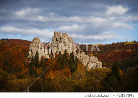 Tustan Fortress in the Carpathians Tustan Fortress in the Carpathians 71887042