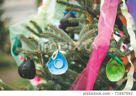 DIY handmade decoration on a Christmas tree DIY handmade decoration on a Christmas tree 71887092