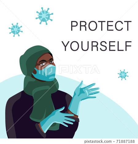 Black woman in mask poster on white backdrop 71887188