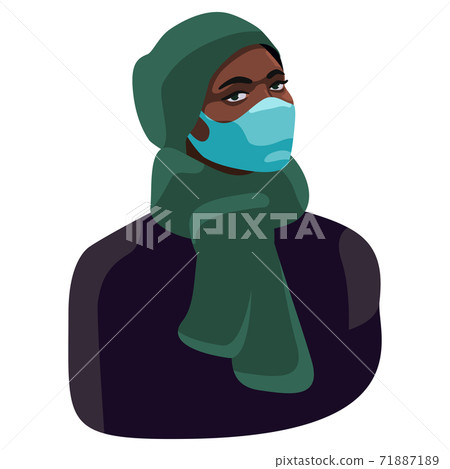 African woman in mask on white isolated backdrop African woman in mask on white isolated backdrop 71887189