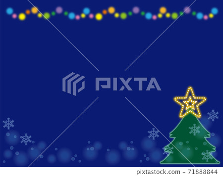 Christmas illuminations Tomomi tree frame, blue background 71888844