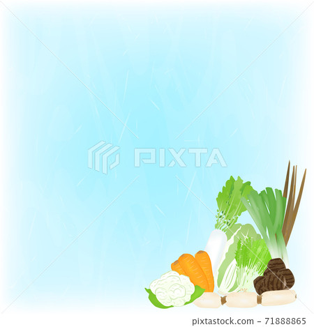 冬季蔬菜角框架圖淺藍色背景 冬季蔬菜角框架圖淺藍色背景 71888865