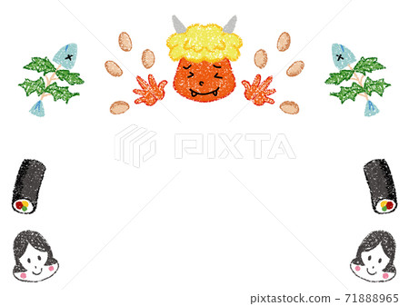 可愛的節蠟筆框架 71888965