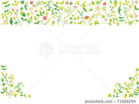 Watercolor style flower and bird pattern frame 71889294
