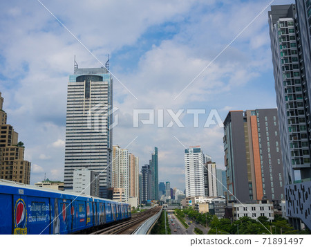 Modern city building with railway of train in Modern city building with railway of train in 71891497